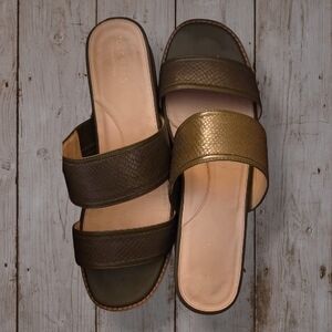 Cole Haan Olive Leather Slide Sandals